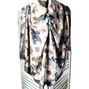 NWT Celestino Scarf Khakhi Floral Multicolored Wrap Lightweight Rayon  France